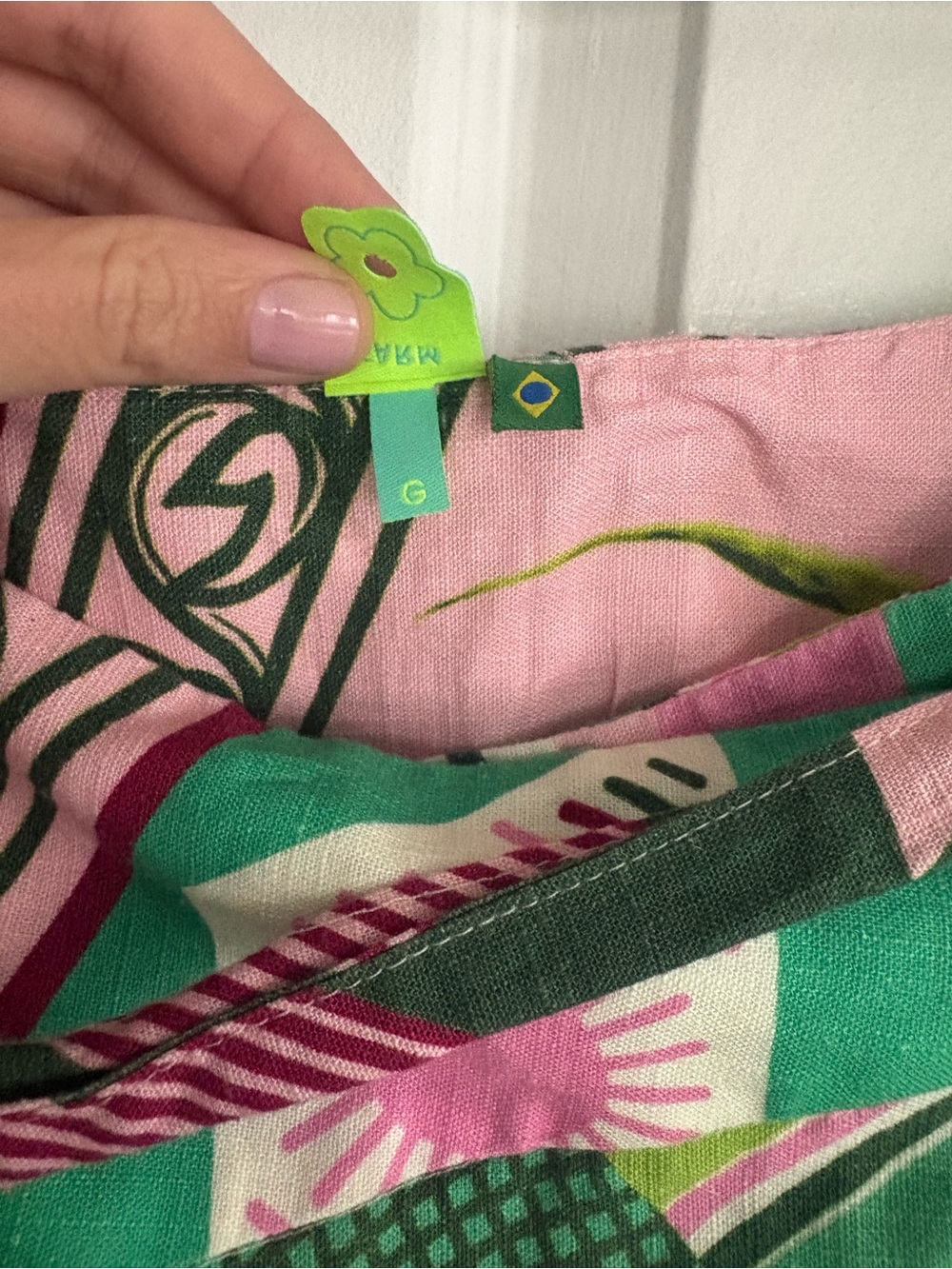 FARM Rio Green and Pink Printed A-Line Wrap Skirt - Picture 6 of 9